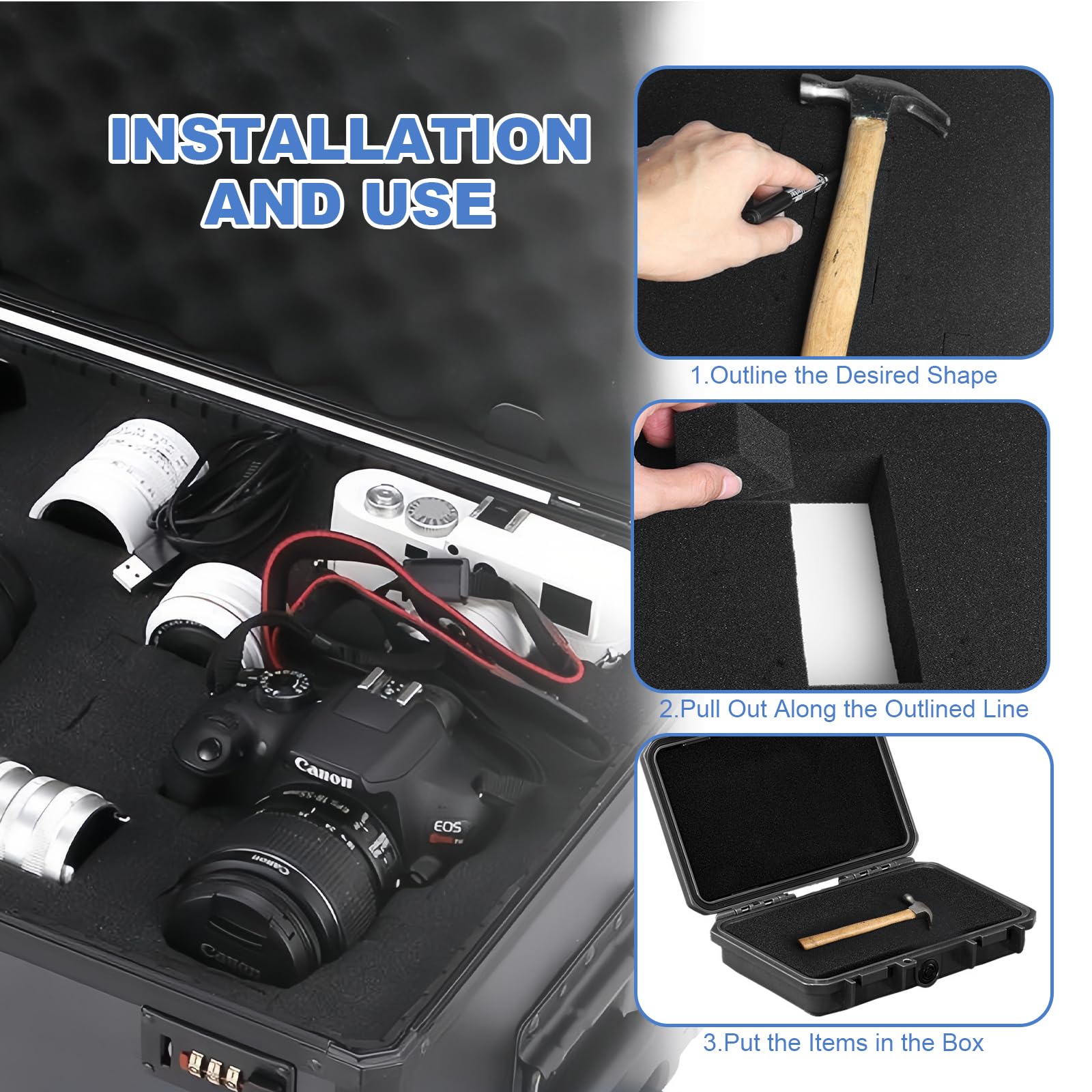 Storystore Pick Apart Foam Insert 4 PCS, 2 Size 16 Inch Length Polyurethane Pick and Pluck Foam, Pluck Pre Cube Sheet Foam with Bottom Use for Boxes Cases Padding Camera, Tool Box, Board Game Box
