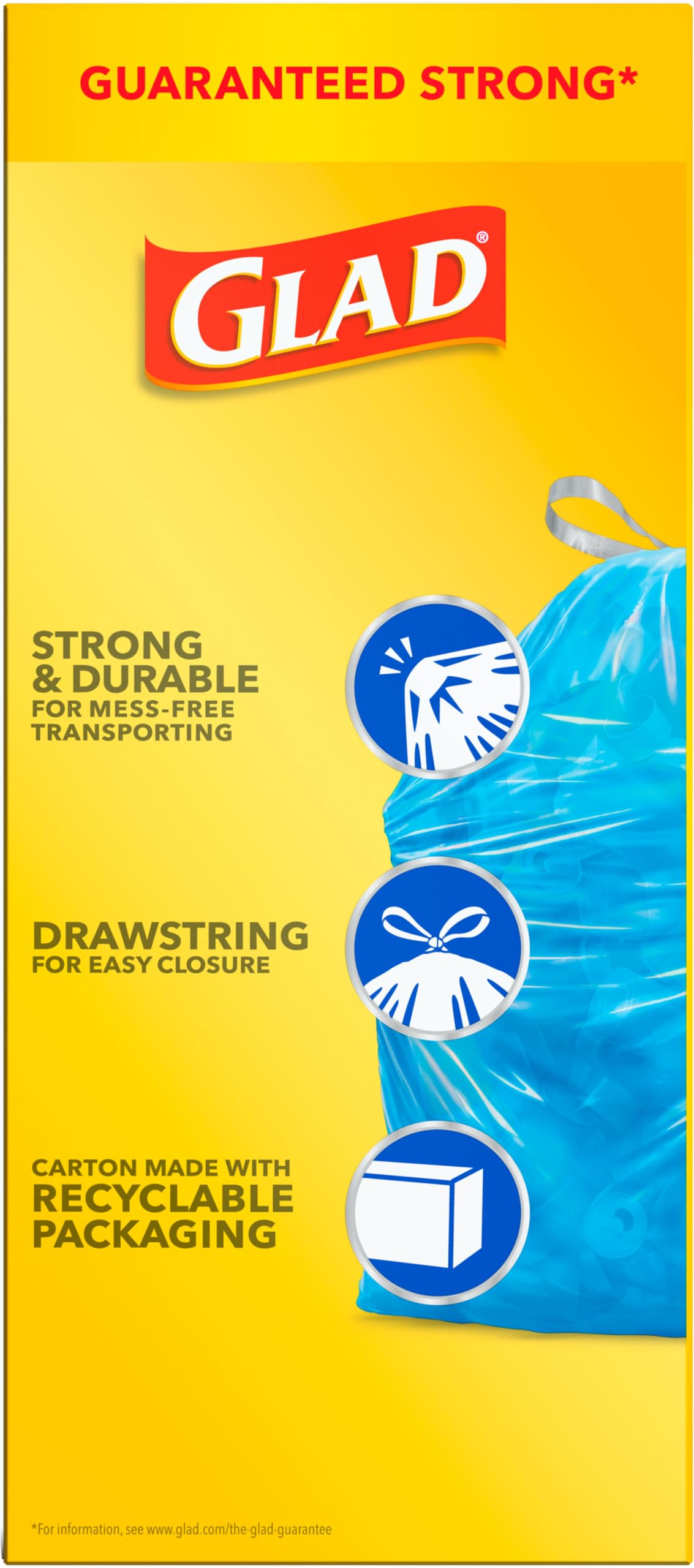 Glad Large Drawstring Bags, Blue, 30 Gallon, 28 Count (Package May Vary)