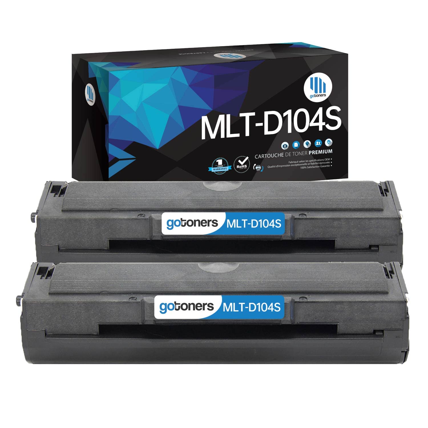 Gotoners 2PK MLT-D104S D104S Toner for Samsung SCX-3200 ML-1865 ML-1670 ML-1660 ML-1665 SCX-3205 SCX-3205W ML-1667 ML-1671 ML-1675 ML-1676 ML-1677 ML-1867 SCX-3207