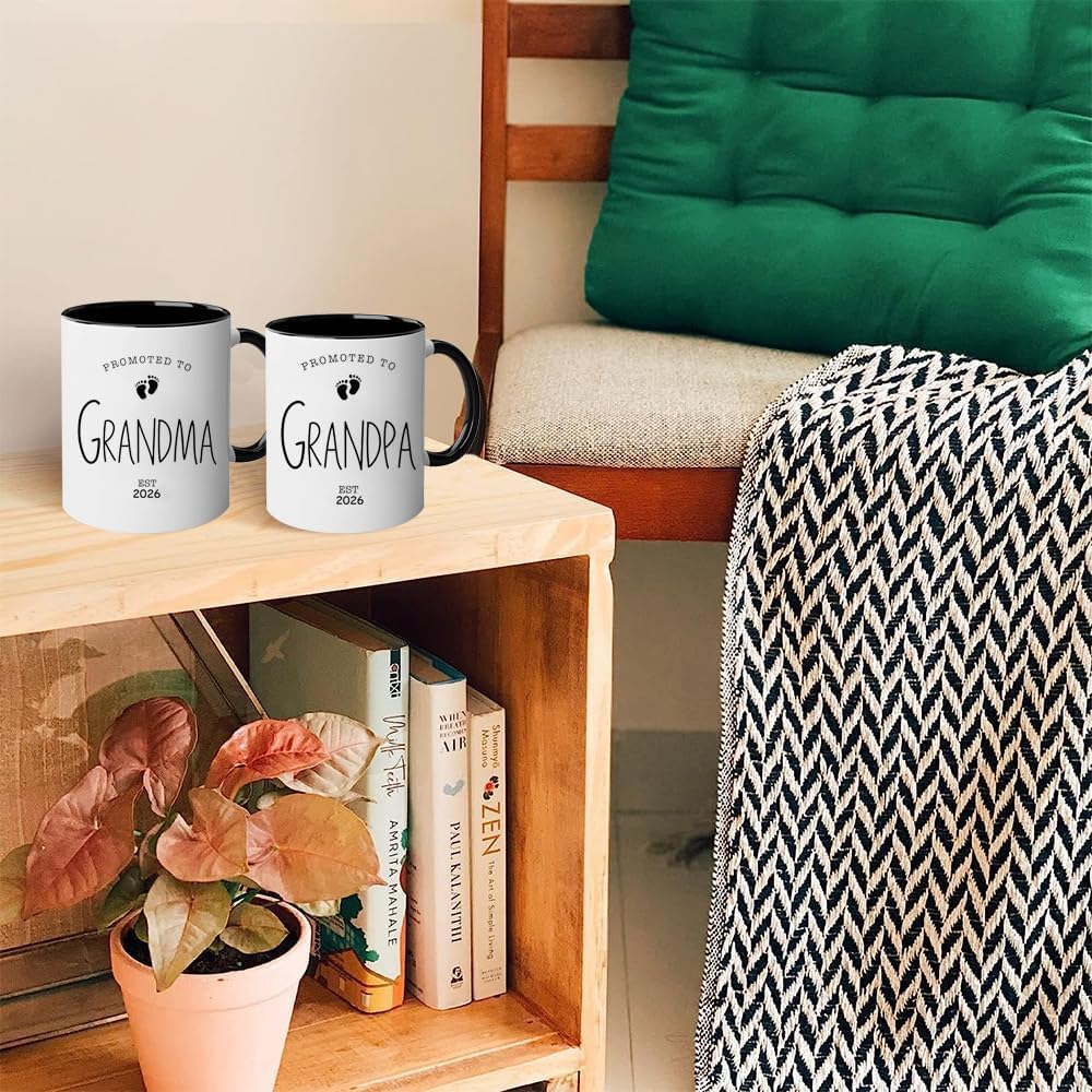 Grandma and Grandpa Est 2026 Coffee Mugs New Grandparents Gift Pregnancy New Baby Announcement Promoted to Grandma Grandpa First Time Grandparents Coffee Mugs