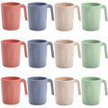 Nicunom 12 Pack Plastic Coffee Mug Set, Wheat Straw Cups with Handles, BPA Free Unbreakable Coffee Cups Reusable 16 Oz Mugs Set for Tea, Milk, Camping, Picnic, Dishwasher Safe