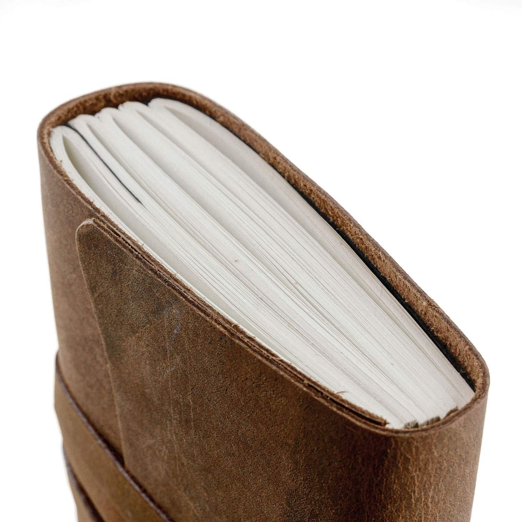 Handmade Leather Journal/Writing Diary/Bound Daily Notepad For Men & Women Unlined Paper Medium, writing pad gift for artist, sketch (8 x 6, Brown Tan)