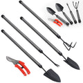Garden Tools Set, 5Pcs Hand Garden Tools with Extensions, Rustproof Metal Gardening Tool Shovel Weeder Tiller Pruning Shear Gardening Supplies Gardening Gifts for Women Kids
