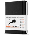 Daily Planner, Calendar & Gratitude Journal to Improve Time-Management, Productivity & Happiness | Vegan Leather Hardcover Organizer with Blank Dates, Undated 6 Months ADHD Planner, 24 Hour Agenda, Teacher Planner & Calendar (Black)