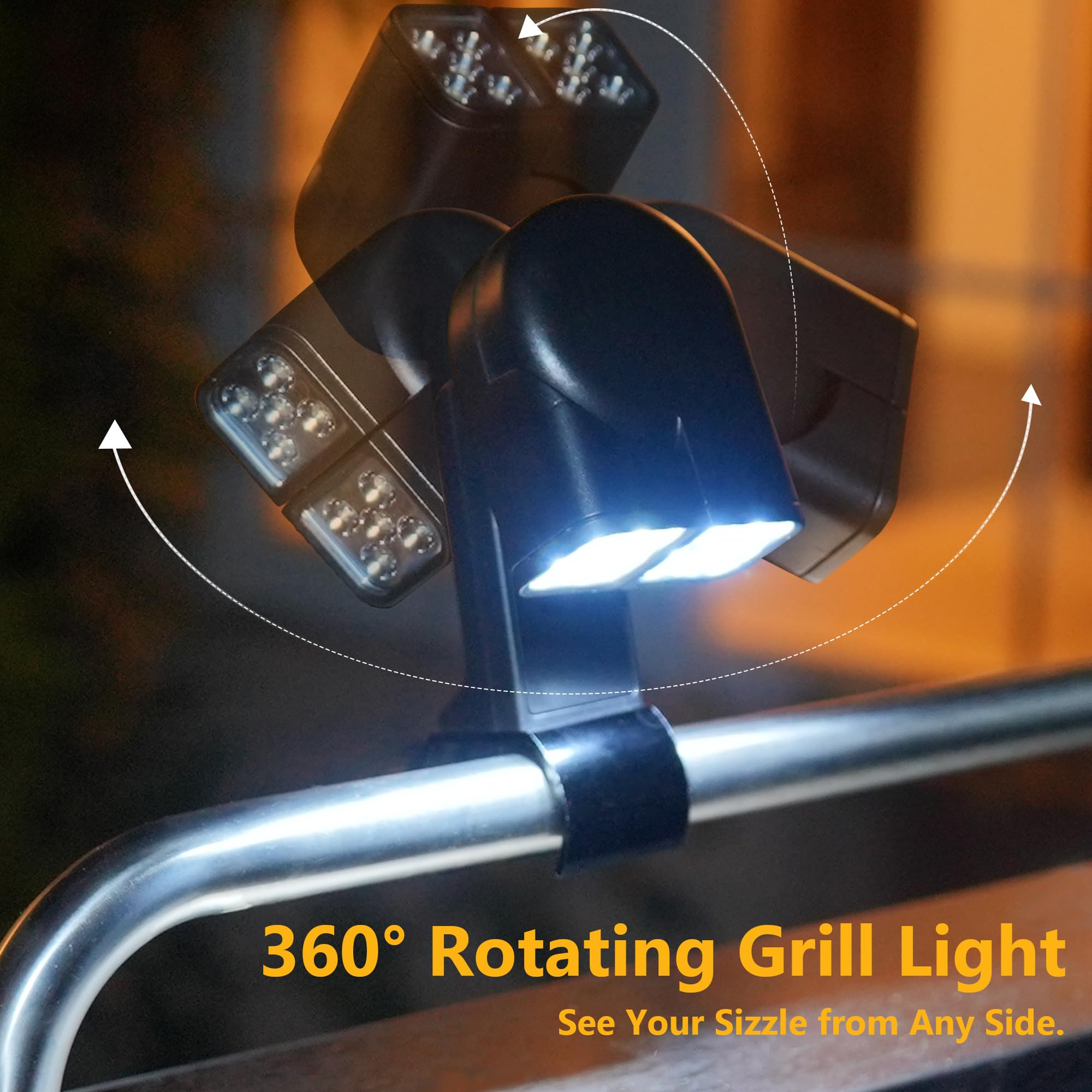 lfcfordx Grill Light - BBQ Grilling Accessories with Bright Dual Lamp Head for Smoker, Outdoor Cooking, Barbecue and Cycling Lighting, Gifts for Men