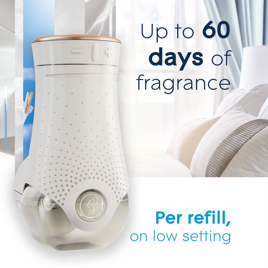 Glade PlugIns Air Freshener Oil Refill Kit, Scented and Essential Oils for Home and Bathroom, Clean Linen, 2 Warmers + 6 Refills