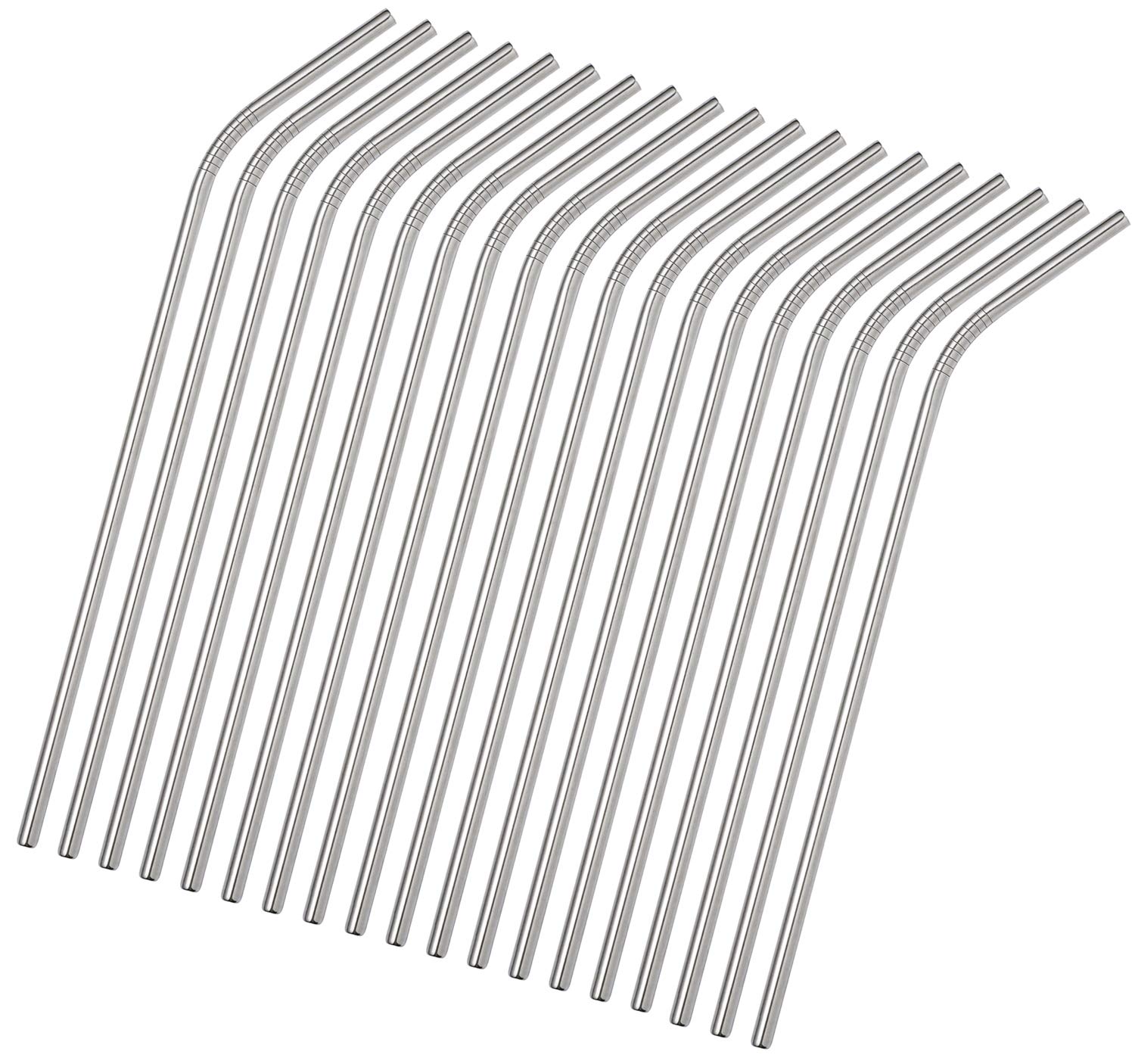 Reusable Metal Bent Straws 50-Pack in Bulk. 215mm/8.5 Inch Stainless Steel Drinking Straws in Bulk for Wholesale.Curved Straws for 20oz Tumblers Yeti (Silver All Bent 50pcs-8.5")