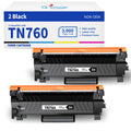 (New Chip) TN760 Toner Cartridges for TN760 TN-760 TN730 Toner Compatible with DCP-L2550DW HL-L2350DW MFC-L2750DW MFC-l2710DW HL-L2370DW HL-L2390DW HL-L2395DW Printer (2 Black)