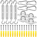 44pcs Sun Shade Sail Hardware Kit for Triangle Square Rectangle Sun Shade Sails Installation, M6 Stainless Steel Sun Shade Sail Kit for Garden Lawn Patio, Anti-Rust
