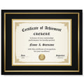 CREKERT Diploma Frame 11x14 College Degree Frame Solid Wood Shatter-Resistant Glass for Documents Certificate Blackgold Frame 8.5x11 with Mat (Black Mat, 1 Pack)