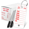 Poly Tag Car Key Tags with Ring (White) 250 Count. Includes 250 Rings and 2 Fine Point Pens and 250 Tags.