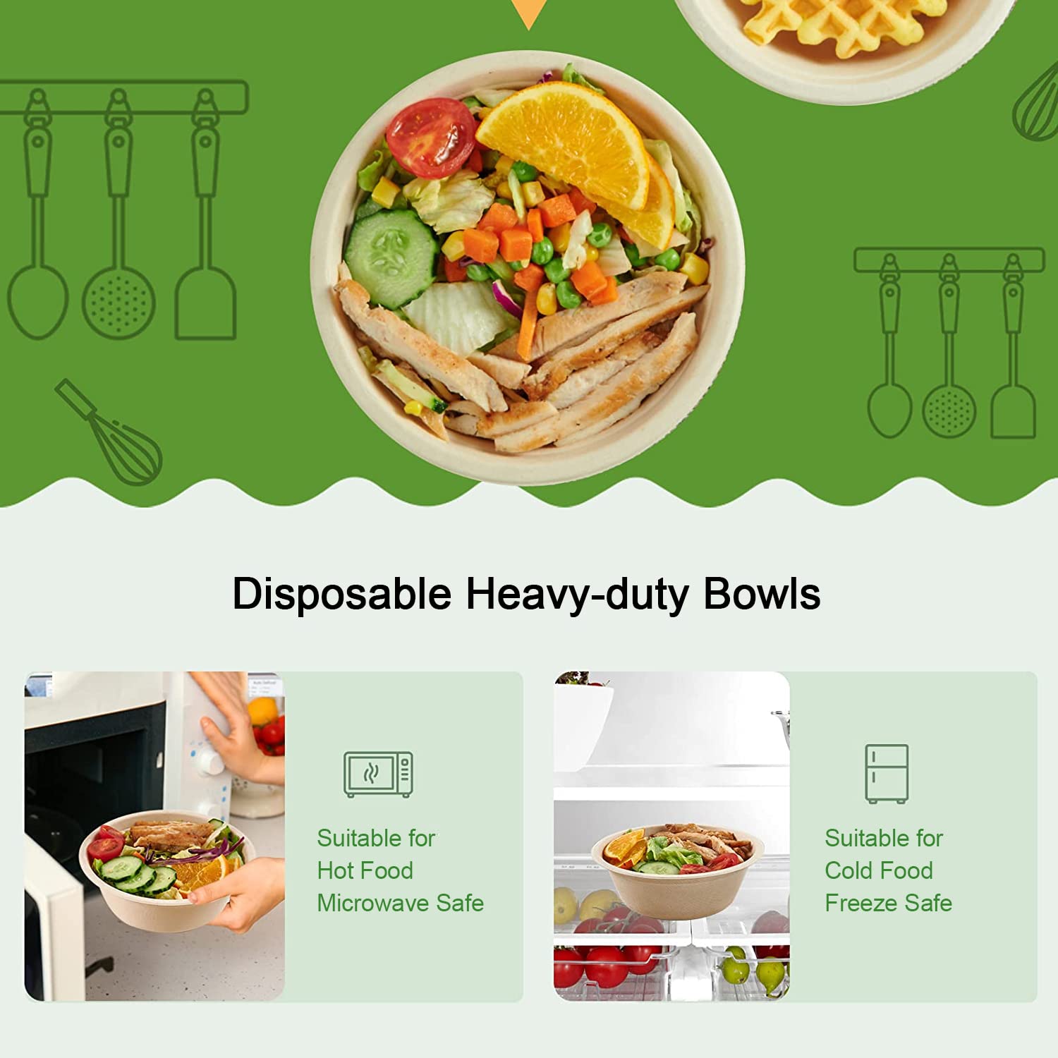 Paper Bowls Disposable Bowls [125-Pack], Eco-Friendly Compostable Bowls Made of Bagasse or Sugarcane Fiber, Heavy-Dut Natural Biodegradable Bowl for Dinner, Party Supplies (12 oz)