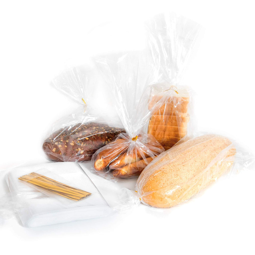Bread Bags with Ties, Reusable, Clear Bags and Ties, Bread Bags For Homemade Bread And Bakery Loaf Adjustable Reusable (100)