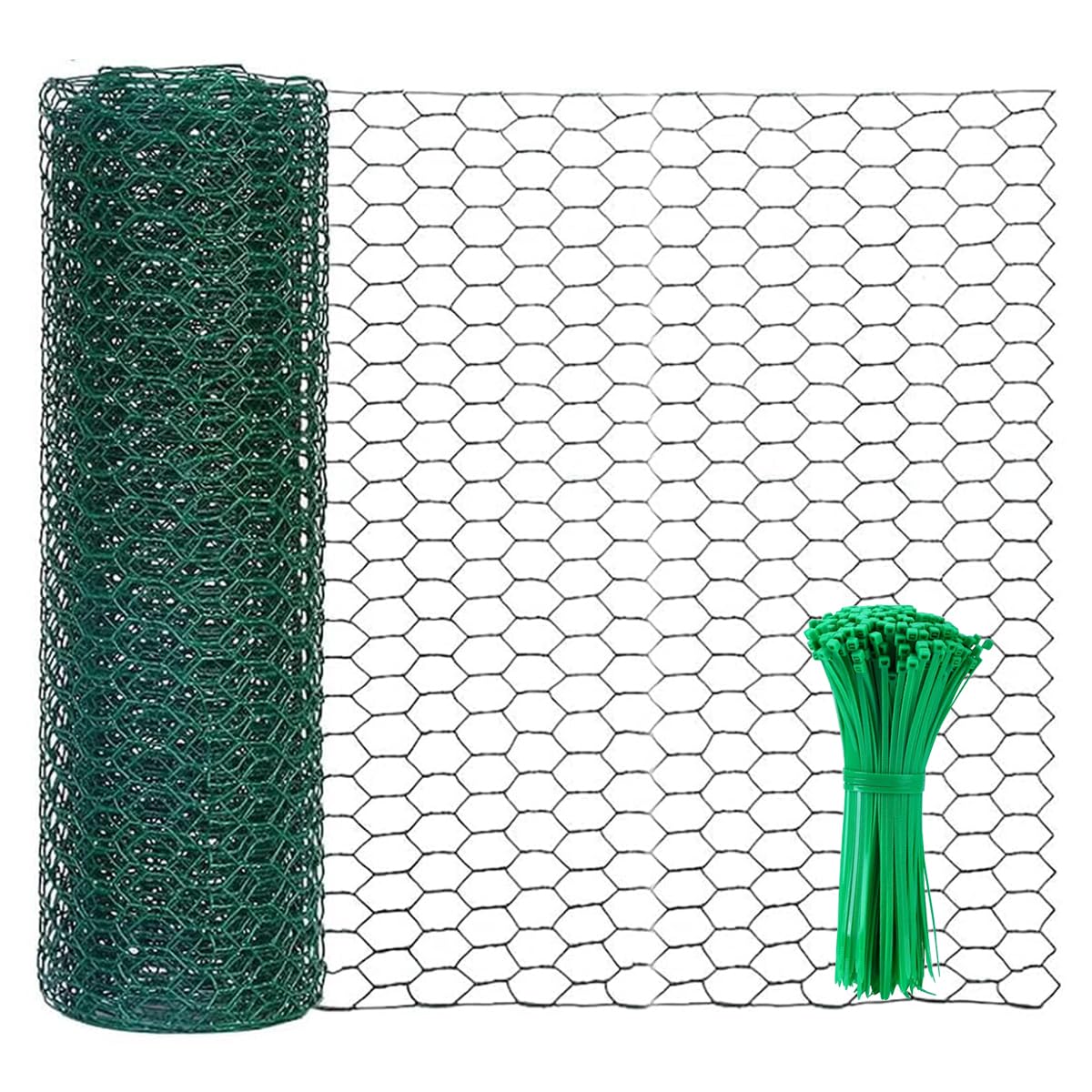 Wonninek Chicken Wire for Floral Arrangements, 16 x 236 Inches Gauge Galvanized Steel Wire Fence Ideal with Zip Ties for Crafting, Garden Protection, Bird Enclosures, Chicken Coops, Poultry Netting