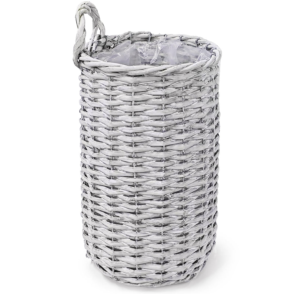Coloch Set of 2 Wall Hanging Wicker Basket, Farmhouse Garden Hanging Planter Decorative Front Door Hanger Woven Rattan Flower Basket for Wall, Door, Living Room, Patio, 2 Sizes