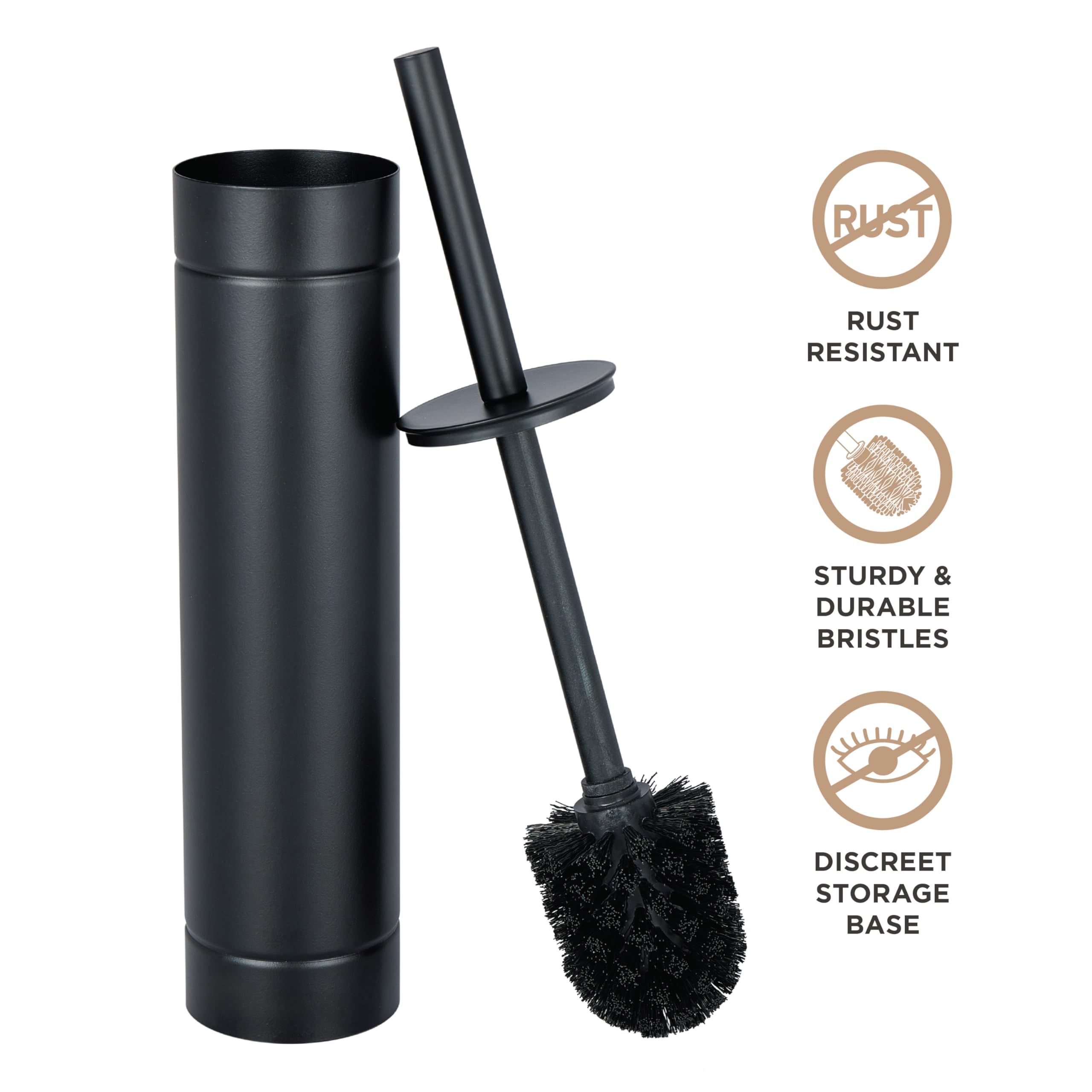 Bath Bliss Slender Toilet Brush with Weighted Base in Black