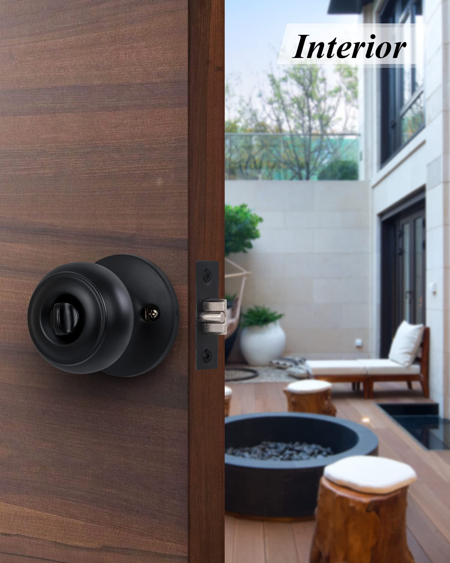 Black Door Knobs with Lock and Keys, Interior/Exterior Door Knob for Bedroom or Bathroom, Entry Door Lock for Front Door by Lanwandeng