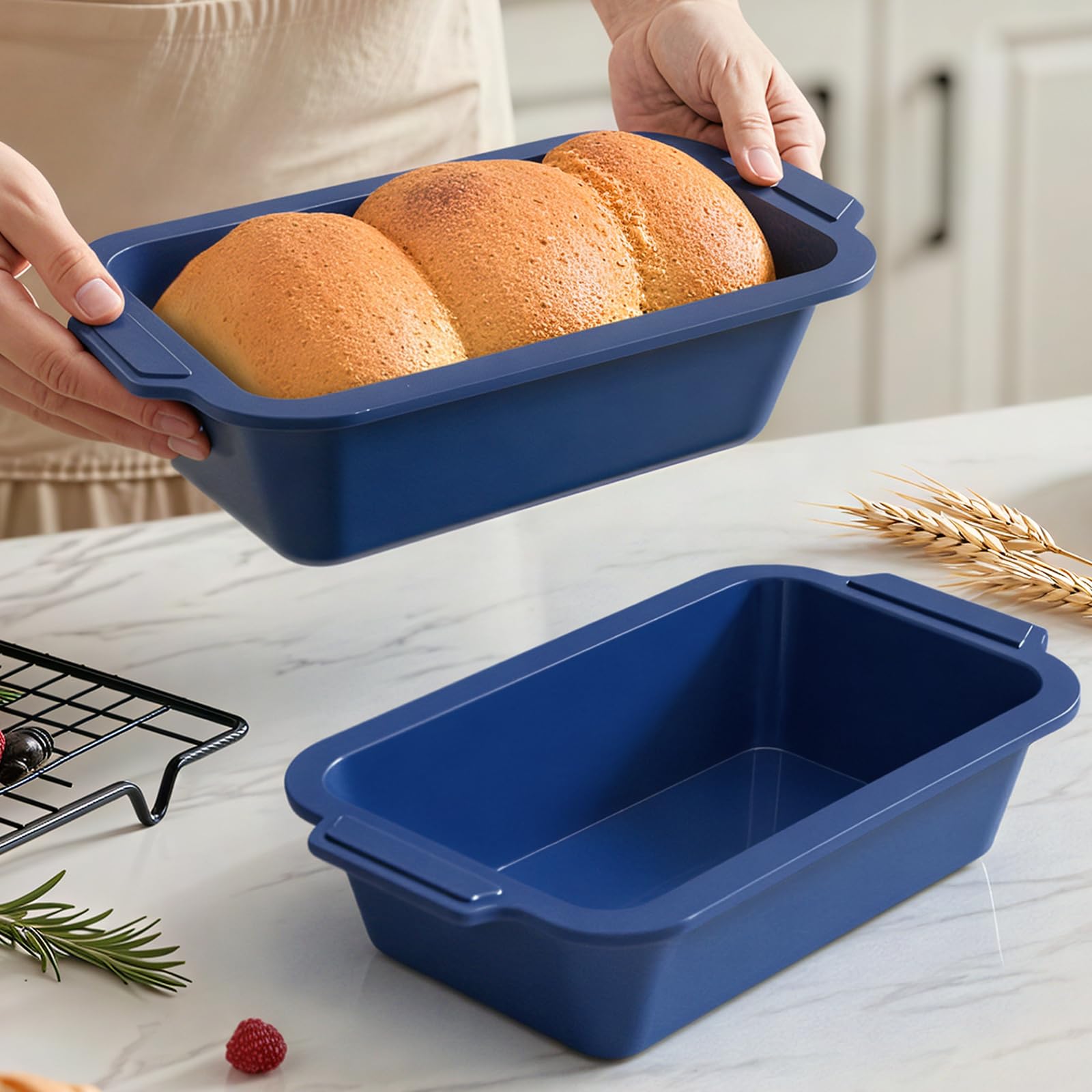 Vnray Bread Pan for Homemade Bread：9.5 x 5 Inch Silicone Loaf Pan for Baking with Metal Frame - Nonstick Banana Loaf Tin Tray for Sandwich Sourdough Pumpkin Sour Dough - for Oven Kitchen Home Bakers