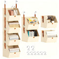 DIMJ Hanging Closet Organizer 4 Tier - Detachable Clothes Shelf Storage Modular Closet System, Fabric Storage Bins Bedroom Organization, Collapsible Baskets for Home, Dorm, Rv - Beige