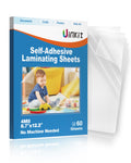 Uinkit Self-Adhesive Laminating Sheets, 4Mil 60 PCS 8.7 x 12.2 Inches Clear Self Sealing Laminating Sheets, Suitable for 8.5x11 inches Letter Size, No Machine Needed (8.7x12.2”-4Mil-60Sheets)