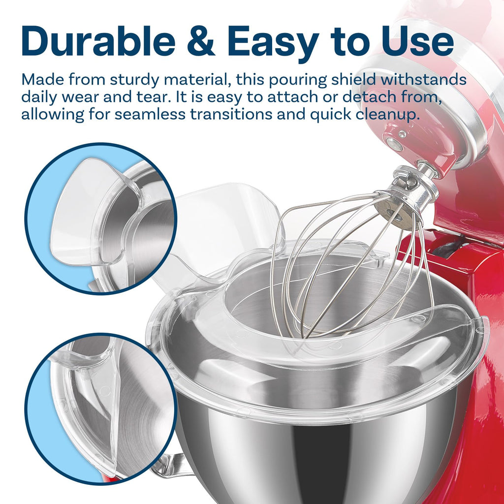 Pouring Shield for KitchenAid 4.5-5 Quart Tilt-Head Stand Mixers Artisan & Classic Series by MMOBIEL – Pouring Chute & Prevent Splattering – Splash Guard for Stainless Steel, Glass & Ceramic Bowls