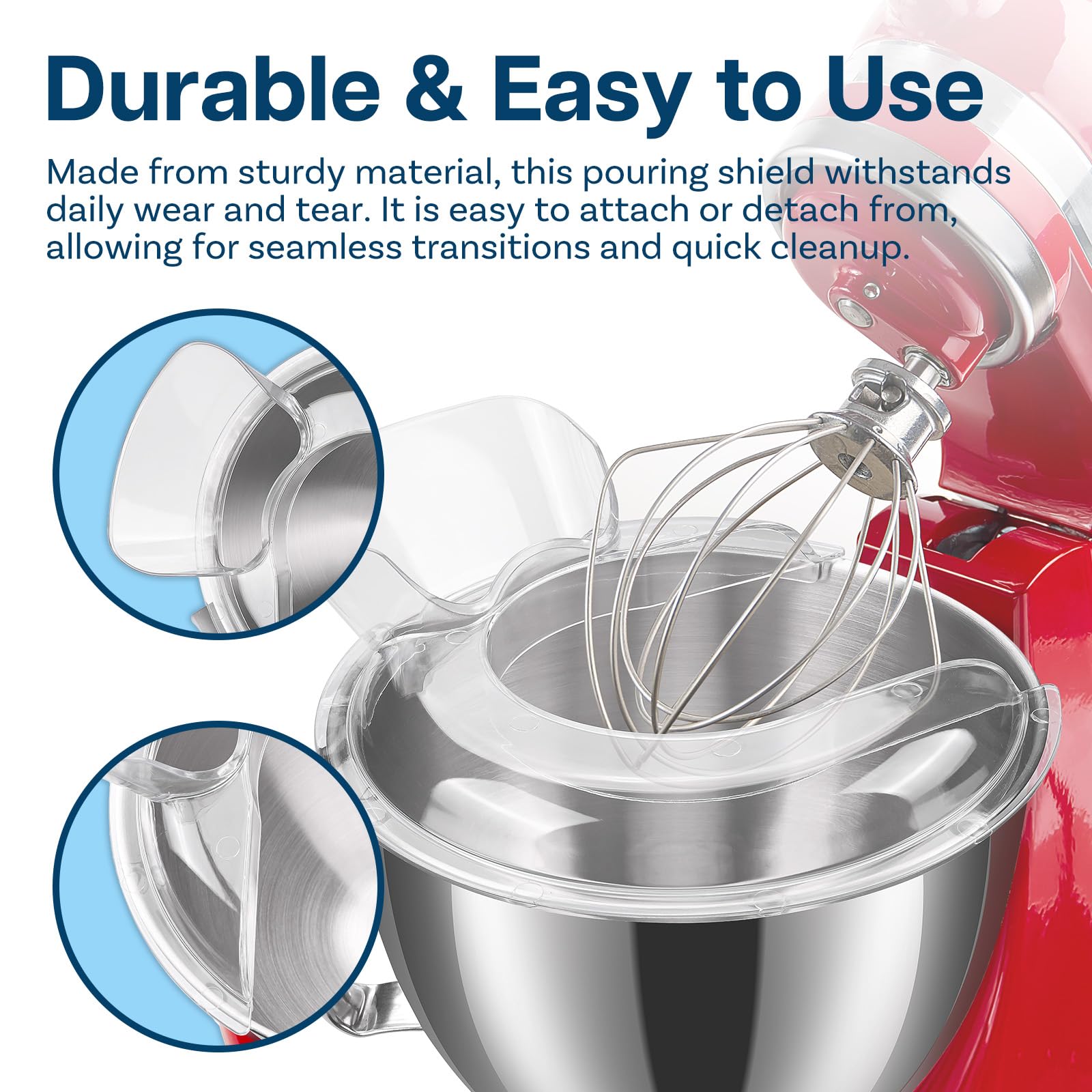 Pouring Shield for KitchenAid 4.5-5 Quart Tilt-Head Stand Mixers Artisan & Classic Series by MMOBIEL – Pouring Chute & Prevent Splattering – Splash Guard for Stainless Steel, Glass & Ceramic Bowls