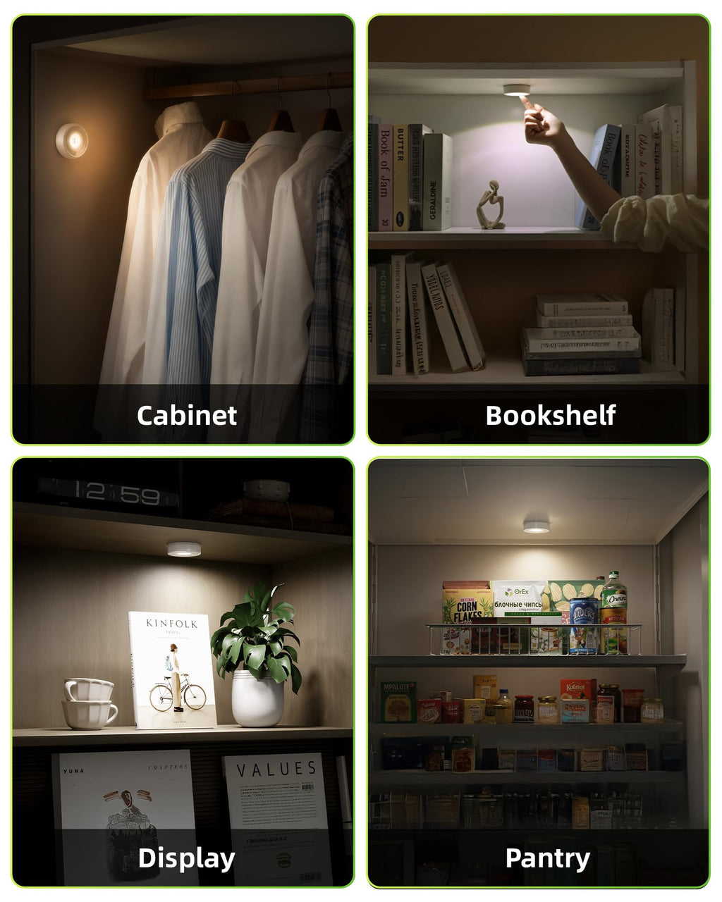 EZVALO LED Puck Lights, Rechargeable Sitck On Tap Lights, Wireless Closet Light, 3 Color Temps, Under Cabinet Lights, 2.5in Mini Touch Light, Ideal for Kitchen,Closet,Pantry,Shelves,Camper(6 Pack)