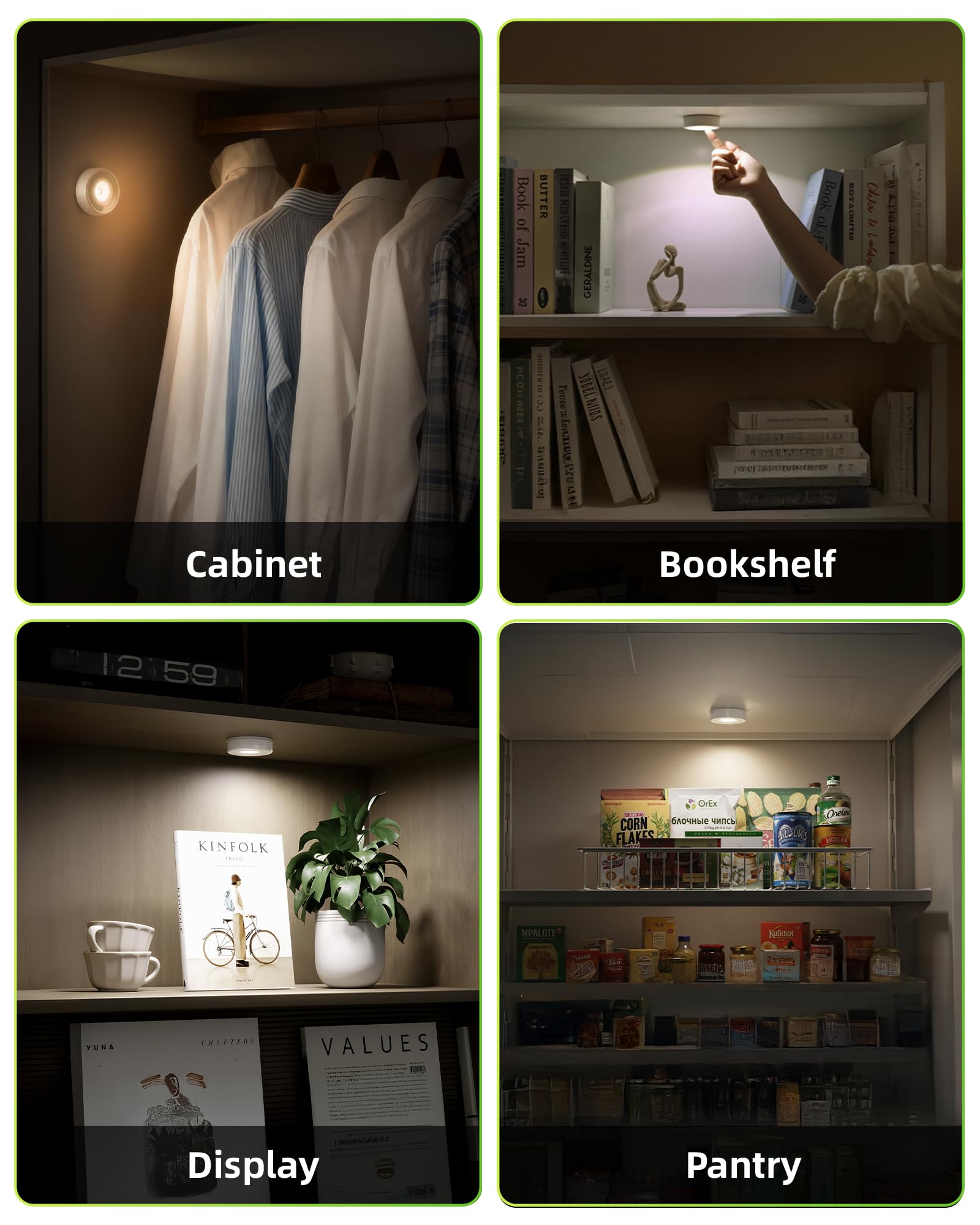EZVALO LED Puck Lights, Rechargeable Sitck On Tap Lights, Wireless Closet Light, 3 Color Temps, Under Cabinet Lights, 2.5in Mini Touch Light, Ideal for Kitchen,Closet,Pantry,Shelves,Camper(6 Pack)