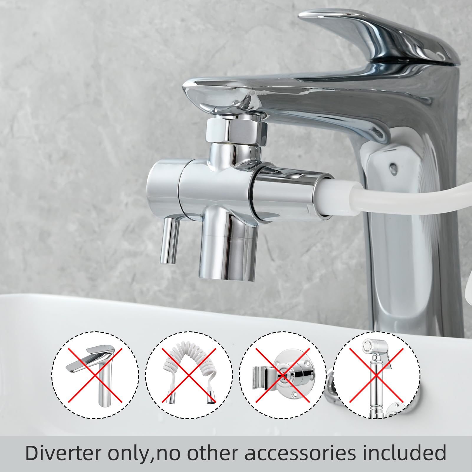 Tecmolog Brass Sink Valve Diverter Faucet Splitter for Kitchen or Bathroom, Faucet Adapter 3 Way Faucet Diverter Valve, Sink Faucet Replacement Part M22 X M24, Chrome, SBA021C