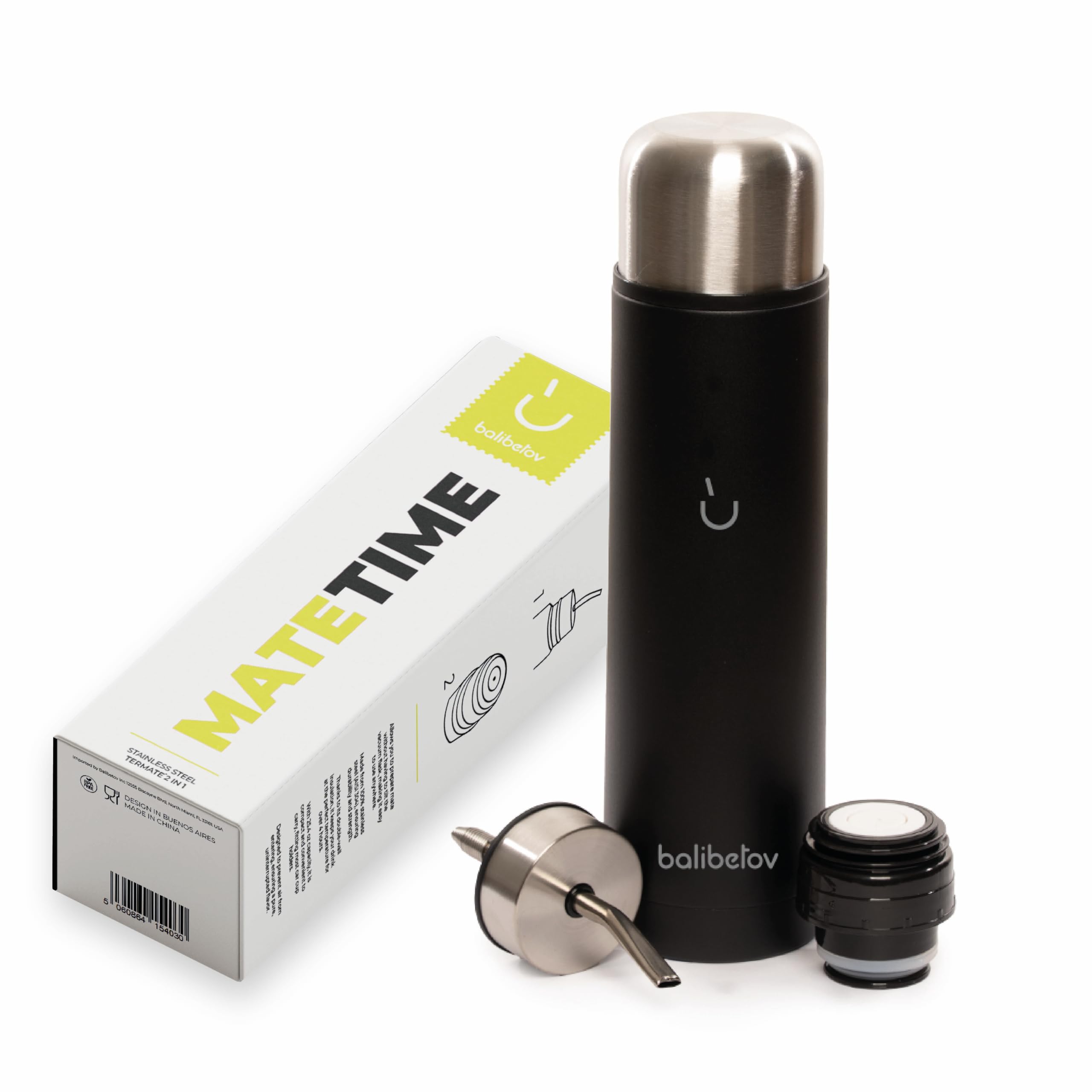 BALIBETOV 25oz Self-Serving Yerba Mate Bottle – Stainless Steel Auto-Cebante Mate Cup with Double Spout | Vacuum Insulated, No-Spill, All-in-One Mate Brewer | Keeps Water Hot for Hours