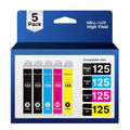 125XL Ink Cartridges Value Pack 5 Pack Remanufactured for 125 Ink 125 XL T125 to use with NX420 NX125 NX127 NX130 NX230 NX530 NX625 Workforce 320 323 325 520 Printer (2 Black, Cyan, Magenta, Yellow)