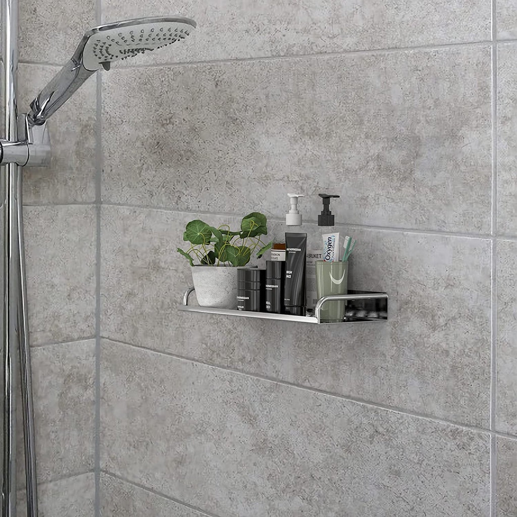 2 Pack 16 inch Stainless Steel Wall Floating Shelves, Single Tier Mesh Bathroom Kitchen Rack Wall Mounted Shower Organizer Storage for Bathroom, Bedroom, Living Room, Kitchen