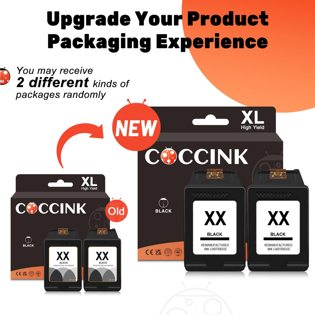 COCCINK 63XL Ink Cartridge Black for HP Envy 4520 4522 4512 4516 Officejet 3830 4650 5258 5200 4652 5222 Deskjet 3630 3632 3633 3634 3637 1112 2130 Work with HP 63 XL Printer Ink Combo Pack (2 Black)