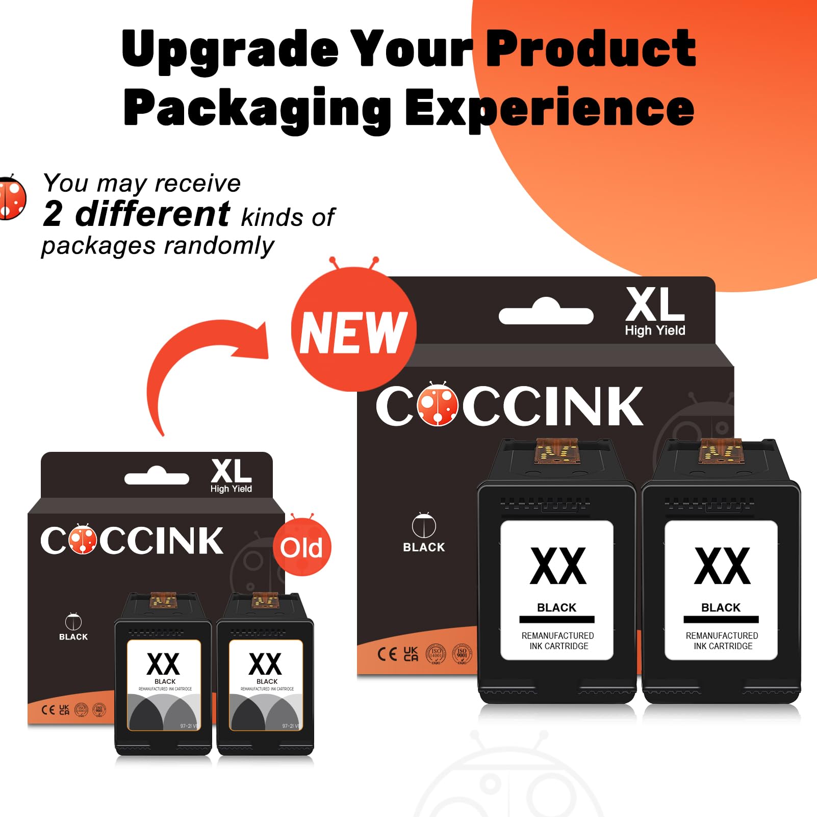 COCCINK 63XL Ink Cartridge Black for HP Envy 4520 4522 4512 4516 Officejet 3830 4650 5258 5200 4652 5222 Deskjet 3630 3632 3633 3634 3637 1112 2130 Work with HP 63 XL Printer Ink Combo Pack (2 Black)