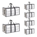 6 Pack-Extra Large Heavy Duty Moving Bags - Waterproof Storage Totes with Handles & Zippers, Foldable for College Dorm, Storage (Clear)