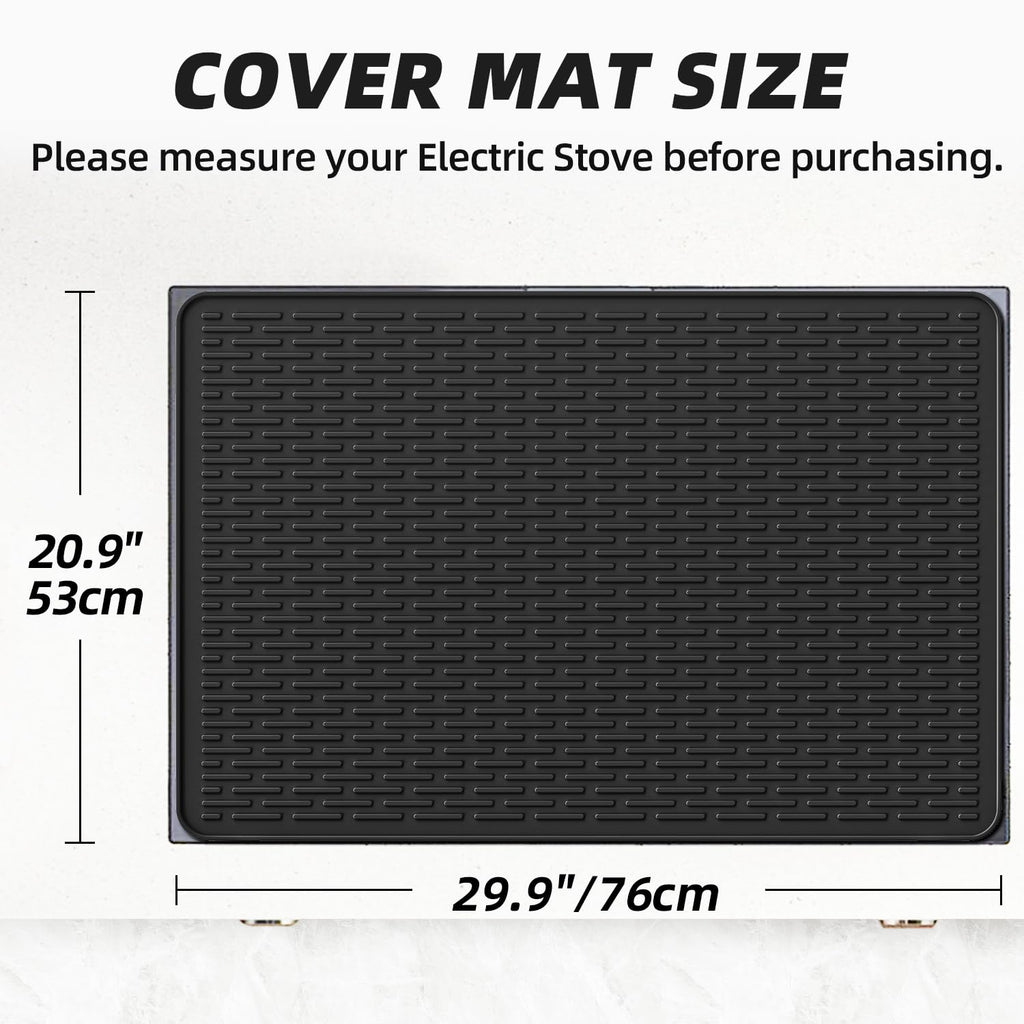 LOPNUR Thick Electric Stove Cover for Stove Top, 29.9"x20.9" Silicone Stove Mat for Glass Top Stove Cover, Heat Resistant Induction Cooktop Protector, Non-Slip Kitchen Glass Cooktop Protector, Black