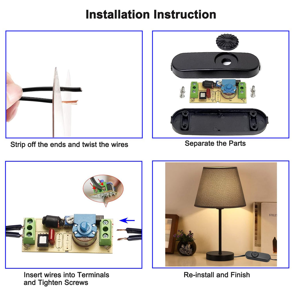 Inline Lamp Switch 2 Pack Full Range Rotary Dimmer Switch Replacement Cord Switch for Floor Lamp Table Lamp Pendant Light Fit