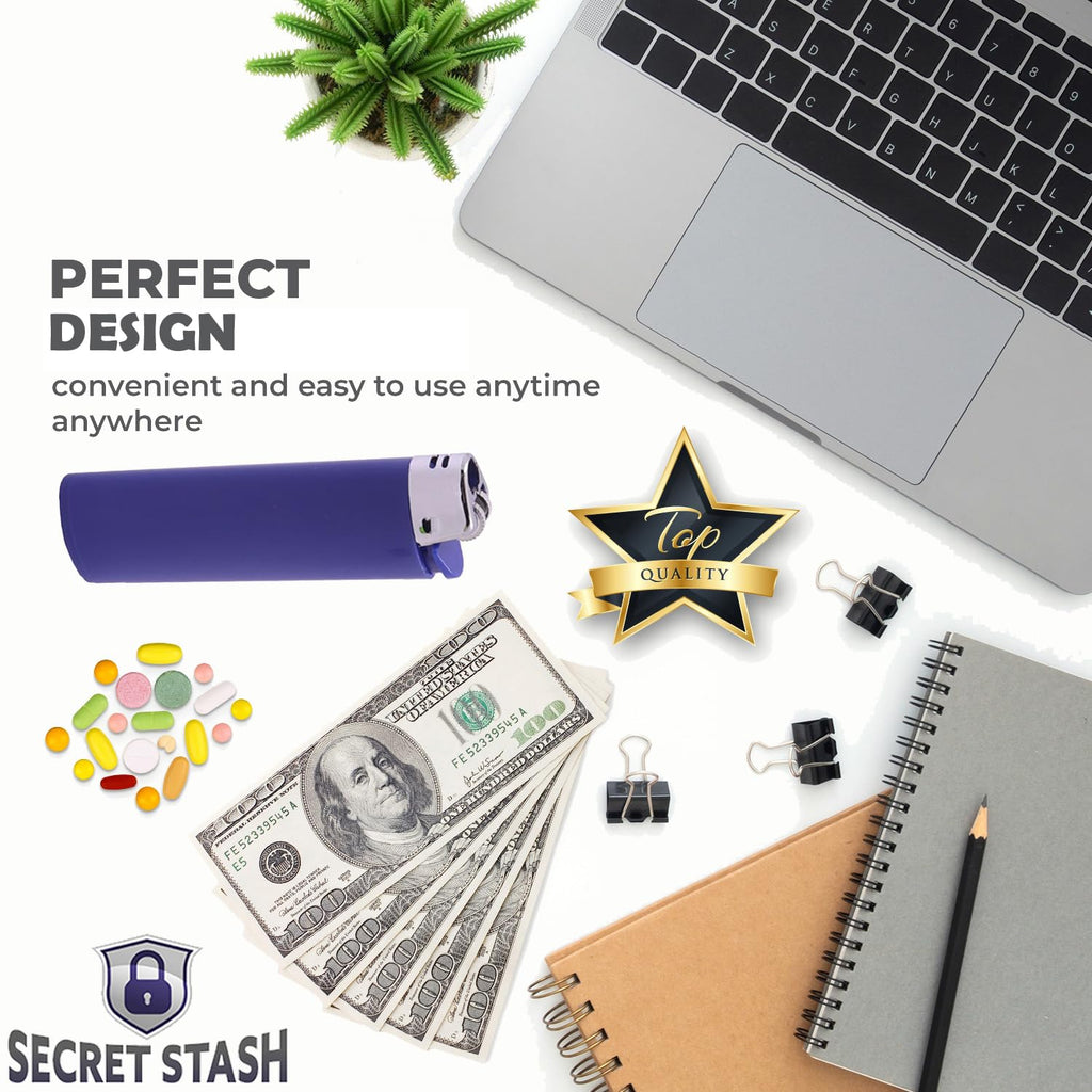 SECRET STASH Fake Lighter Diversion Safe - Hidden Compartments for Cash Jewelry Pills | Storage Box Discreet Hide Money Small Container Store Valuables in Plain Sight Safes Pill Hiding Light (5)