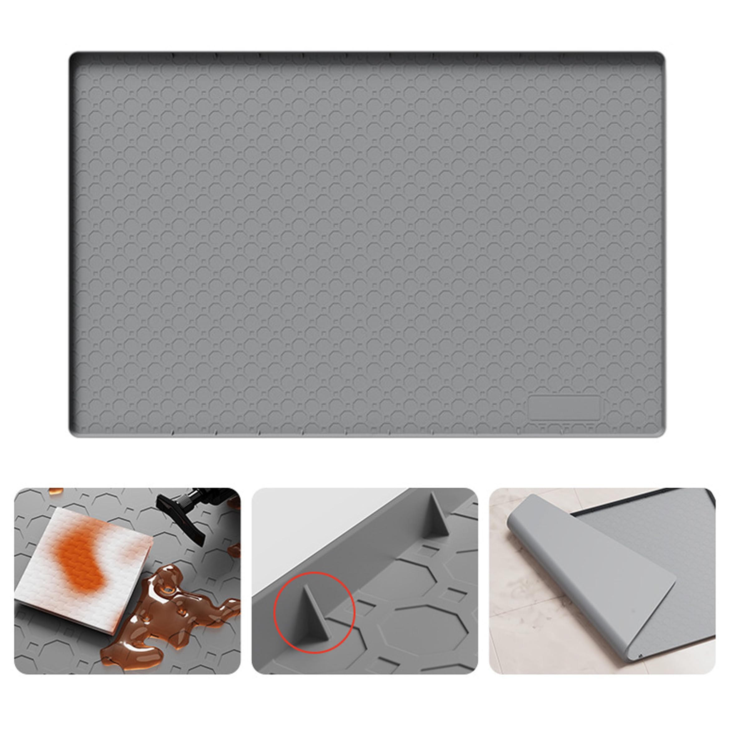34"x22" Under Sink Mat Waterproof Silicone Protector with Raised Edges Anti-Slip Cabinet Liner for Kitchen Bathroom Leakproof Drip Tray Organize Cleaning Supplies Mat Mats Tray Liner