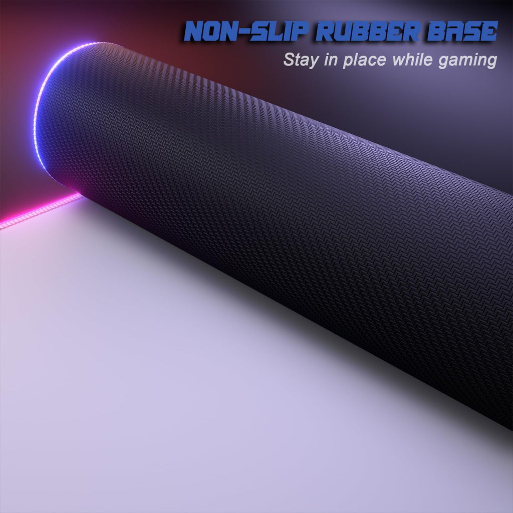 ITNRSIIET RGB Gaming Mouse Pad, Full Desk XL Extended Large Gaming Mousepad, 12 Lighting Modes, 30% Thicker, Big LED Desk Mat for Keyboard Computer Men Gamers Esport Pros, 32" x 12", White