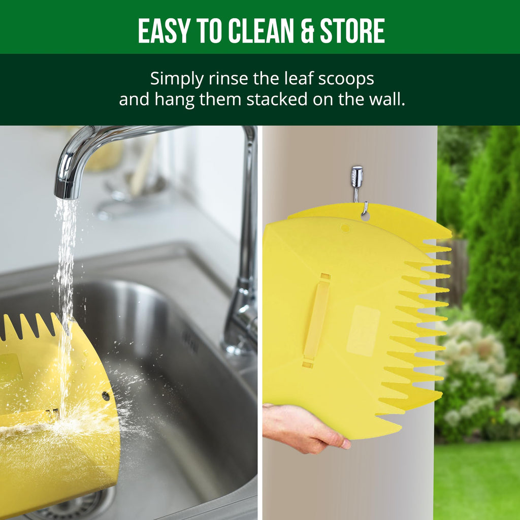 GardenHOME Leaf Scoops Hand Rakes, Large Leaf Grabbers for Yard Work, Lawn Claws for Leaves, Ramasse-Feuilles, Lawn Debris & Cleanup, 1 Pair – Yellow