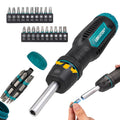 LIBRATON Ratcheting Screwdriver Set, Multi-bit Screwdriver Tool, 33-in-1 Magnetic Ratchet Screw Driver, Slotted/Philips/Pozi/Torx/Hex/Square Bits, Ergonomic Handle for Home, Auto & DIY