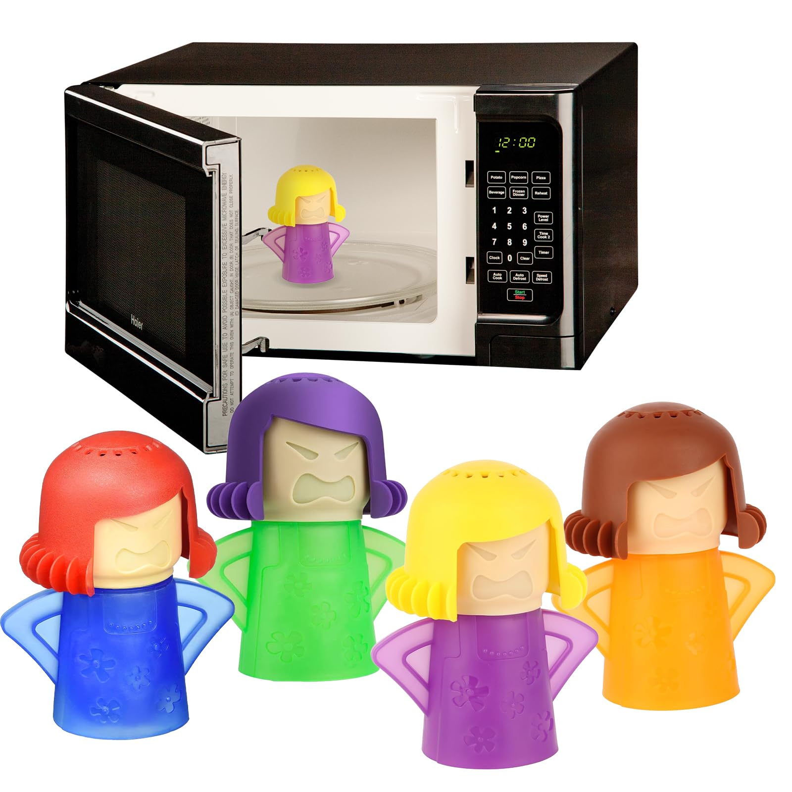 YIQXKOUY 4 Pack Angry Mom Microwave Cleaner Microwave Oven Steam Cleaner Doll Use Water and Vinegar High Temperature Cleaning Kitchen Cleaning Tool for Home and Office