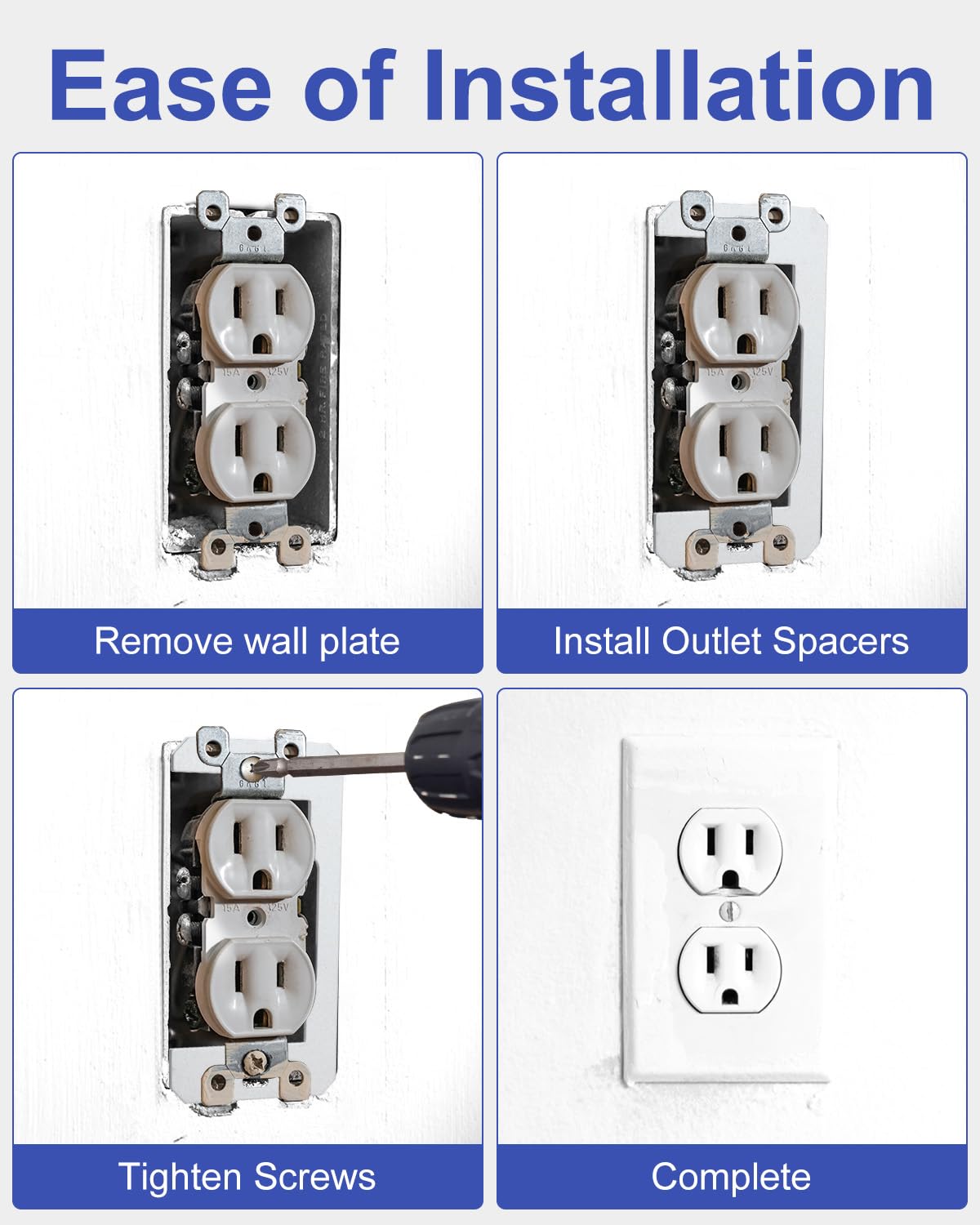 Mixiflor Wall Plate Spacer, 20 Pcs Metal Electric Receptacle Outlet Spacers, Flush Fit Device Leveling Plates for Fixing Walls Electrical Outlet Electrical Boxes Outlet Shims