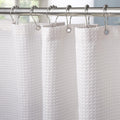 Waffle Weave Shower Curtain with Stainless Steel Hooks - 256 GSM Heavy Duty Fabric Bath Curtains, Hotel Luxury Quality, Water Resistant, Machine Washable, Weighted Hem, 72 x 72 Inches (White)