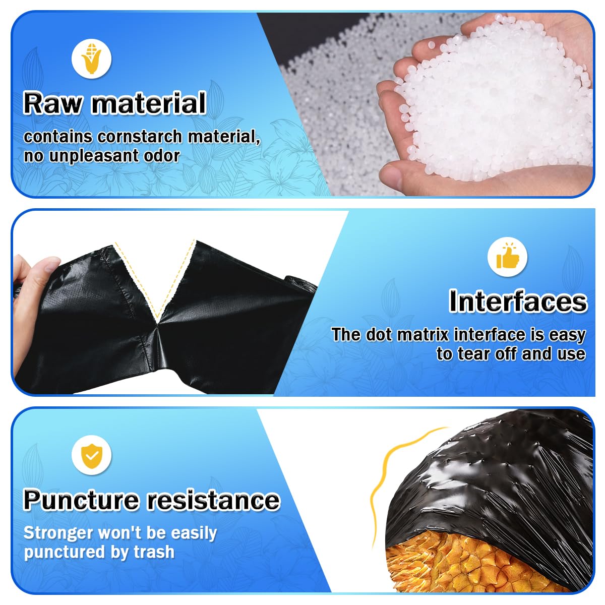 Expspru Small Garbage Bags 3 Gallon Trash Bags 10L Bin Liners for Bathroom, Office, Bedroom, Kitchen, 120 Count,Black