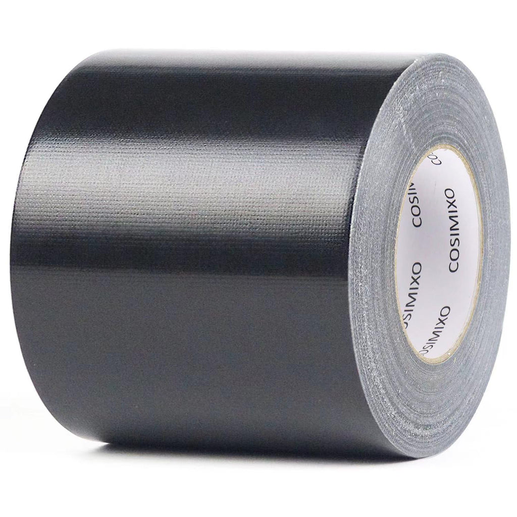 COSIMIXO 1-Pack Black Heavy Duty Duct Tape, 4 inches x 55 Yards, Strong, Flexible, No Residue, All-Weather and Tear by Hand - Bulk Value for Repairs, Industrial, Professional Use (Black)