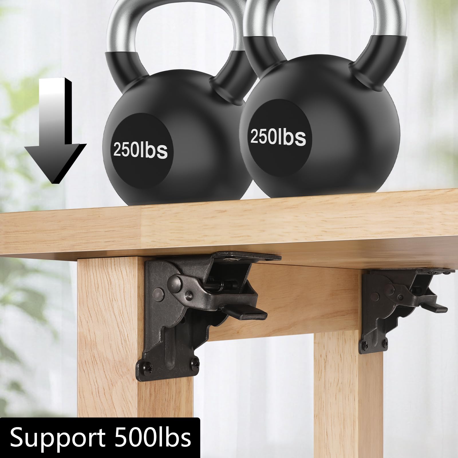 4 Pack Folding Brackets, Self-Lock Hinge with Screws for Folding Table Legs, Lock Extension Support Bracket Bed Legs, Black