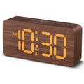 Wooden Digital Alarm Clocks for Bedrooms: Dimmable Dual Alarm Clock with Large Numbers for Bedside Desk - Loud Alarm for Heavy Sleepers with Volume Control - Wood Decor & Gifts