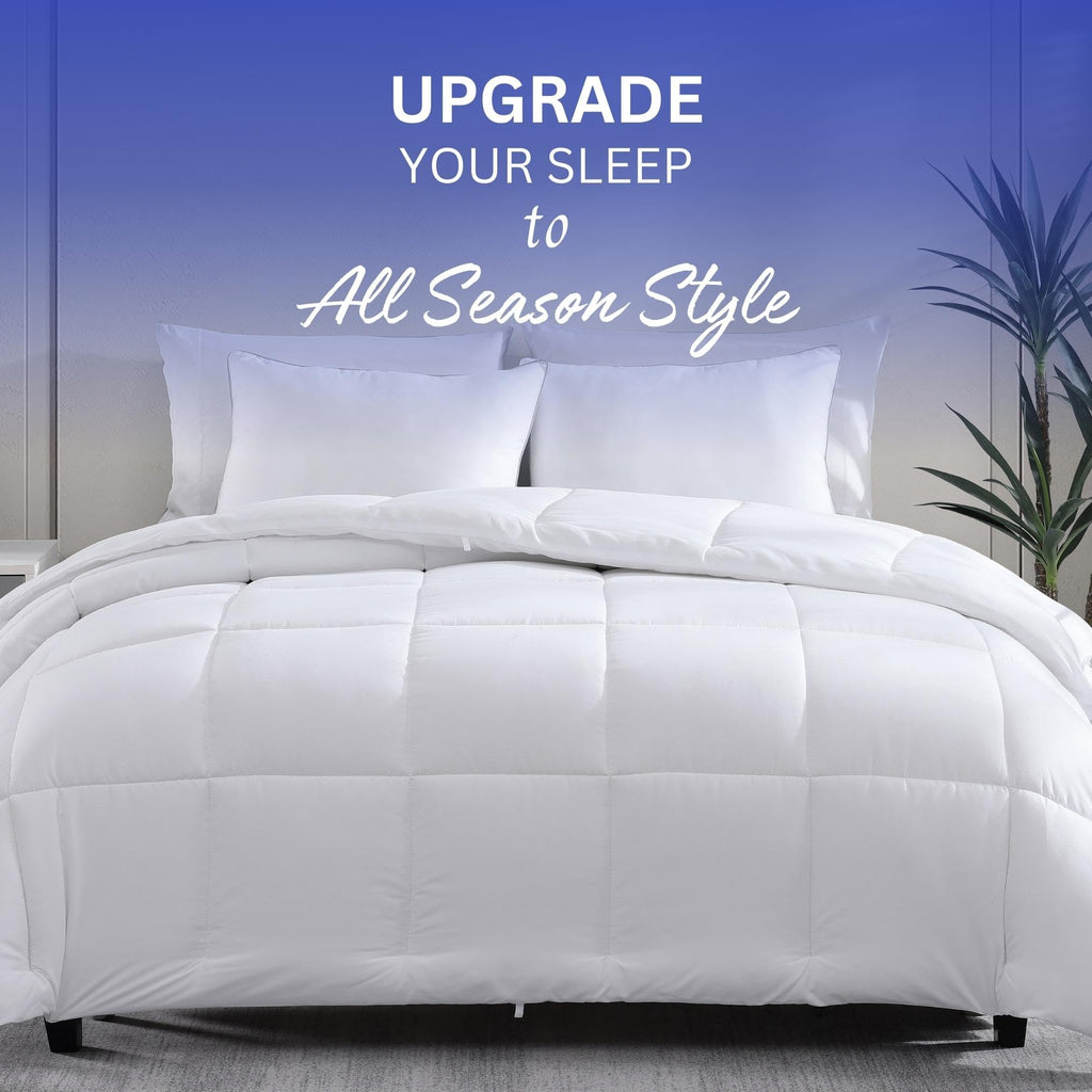 Comforter King Size Goose Down Alternative Microfiber Quilted Solid Comforter/Duvet Insert - Ultra Soft Hypoallergenic Bedding - Medium Warmth for All Seasons King Comforter - White